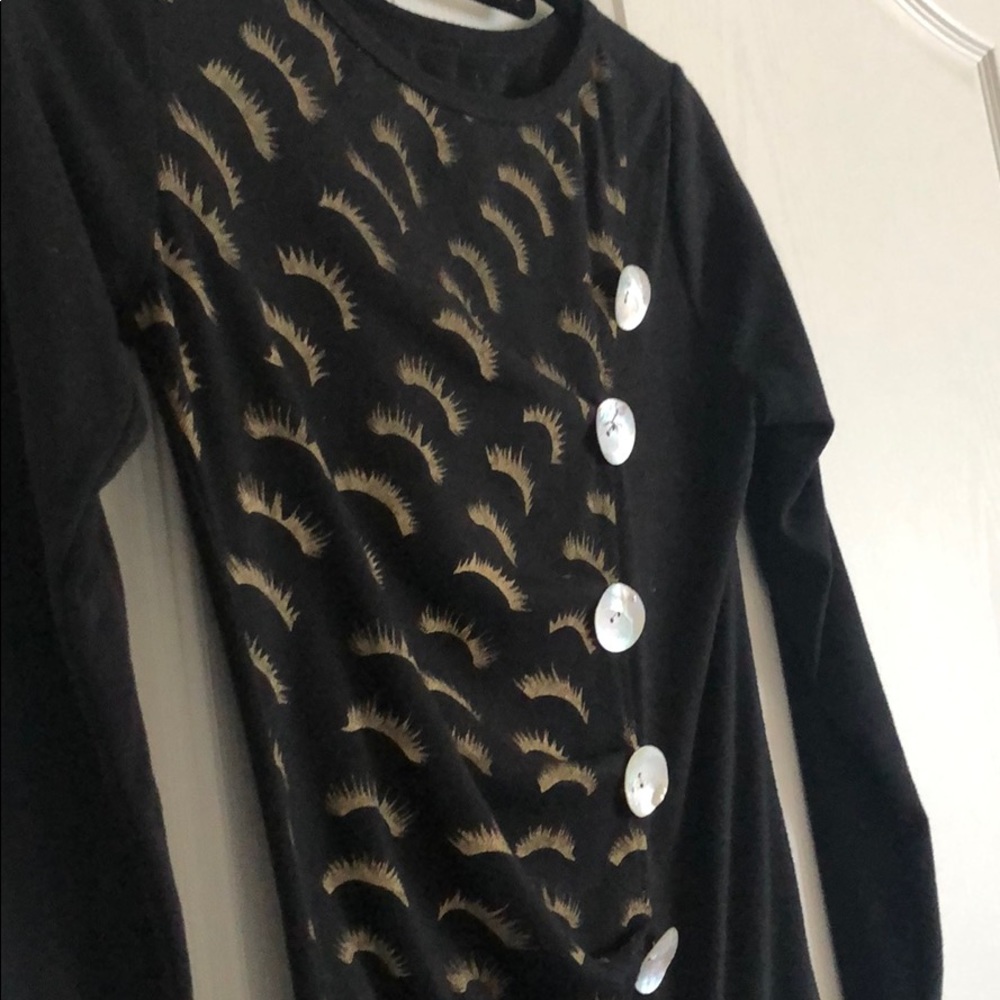 Black Tunic With Ruching And Shell Buttons - image 3